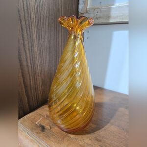 Amber Swirl Glass Vase